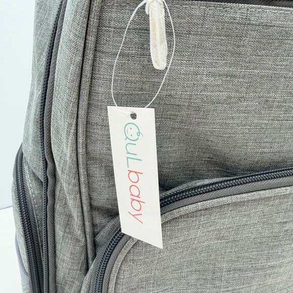 Qulbaby Diaper Bag Backpack Gray with Changing Pad Pockets Compartments NEW - Picture 13 of 16